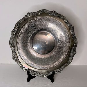 VTG Lunt A-35 Ornate Silver Plate 13" Serving Tray Shabby Chic Inscribed READ